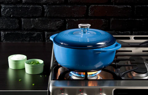 6 Quart Blue Enameled Cast Iron Dutch Oven\EC6D33