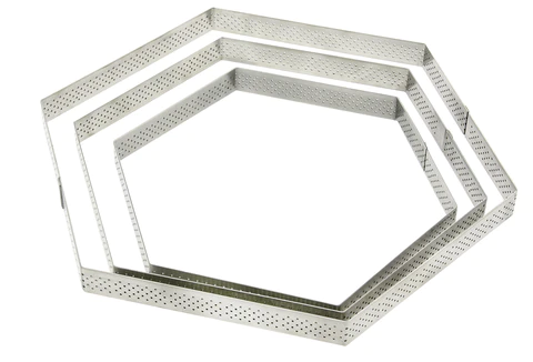 Stainless steel perforated tart rings - Hexagonal ?10 X 2CM \3099.60