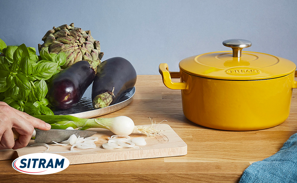 SITRAM Cast Iron Yellow  Round Casserole Dish, 5 L \711983-I21