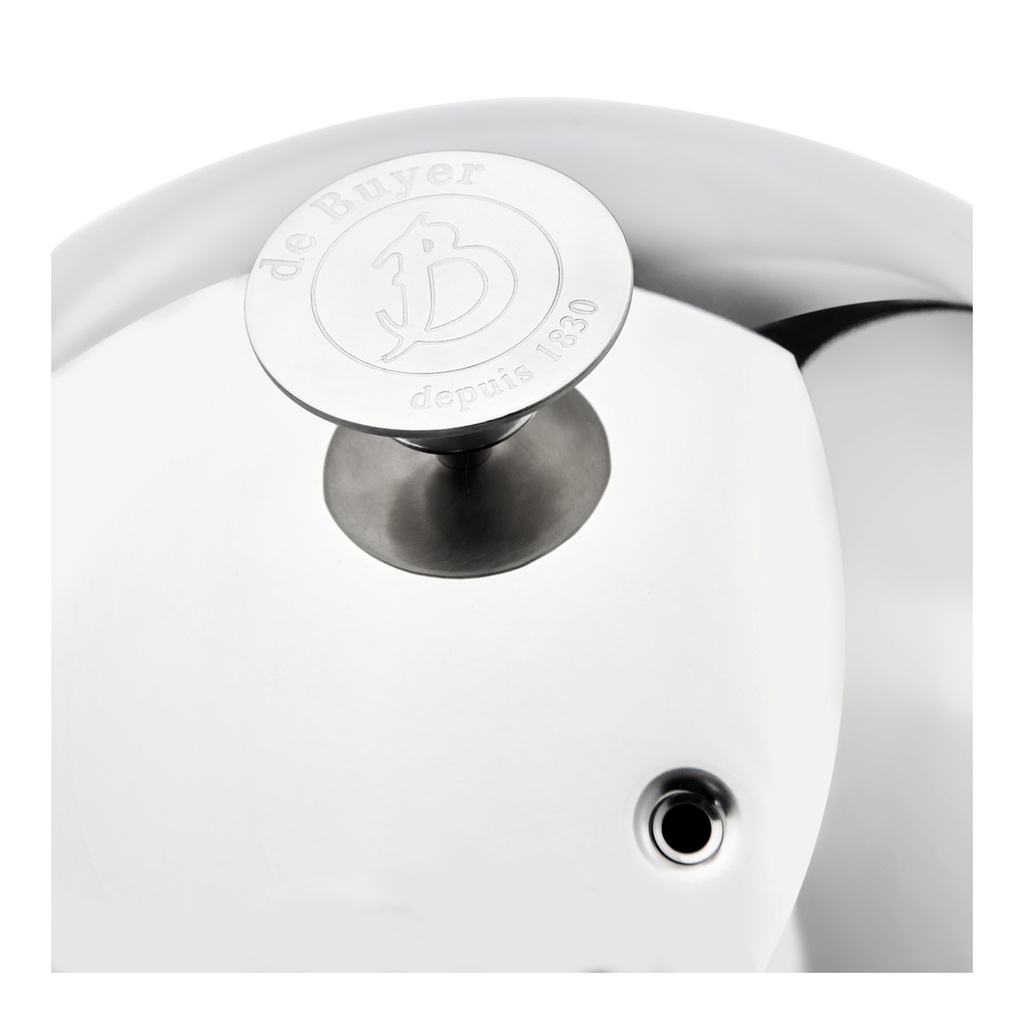 Stainless steel cooking bell, 30 cm diameter, with steam hole.