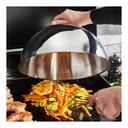 Stainless steel cooking bell, 30 cm diameter, with steam hole.