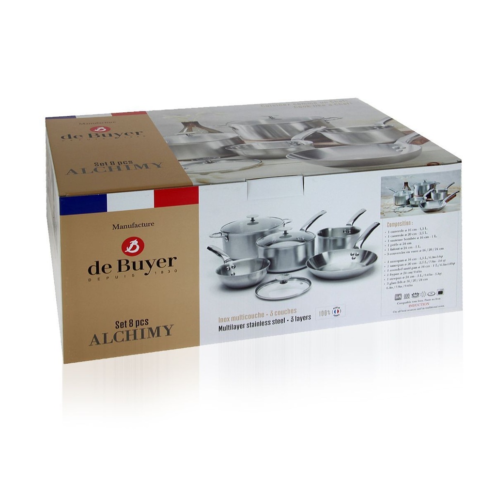 Stainless steel saucepan ALCHIMY Set of 8 Pcs