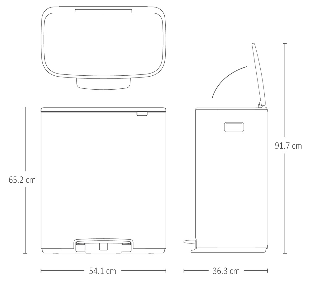 Brabantia Bo Pedal Bin with Inner Bucket 60L Matt Black
