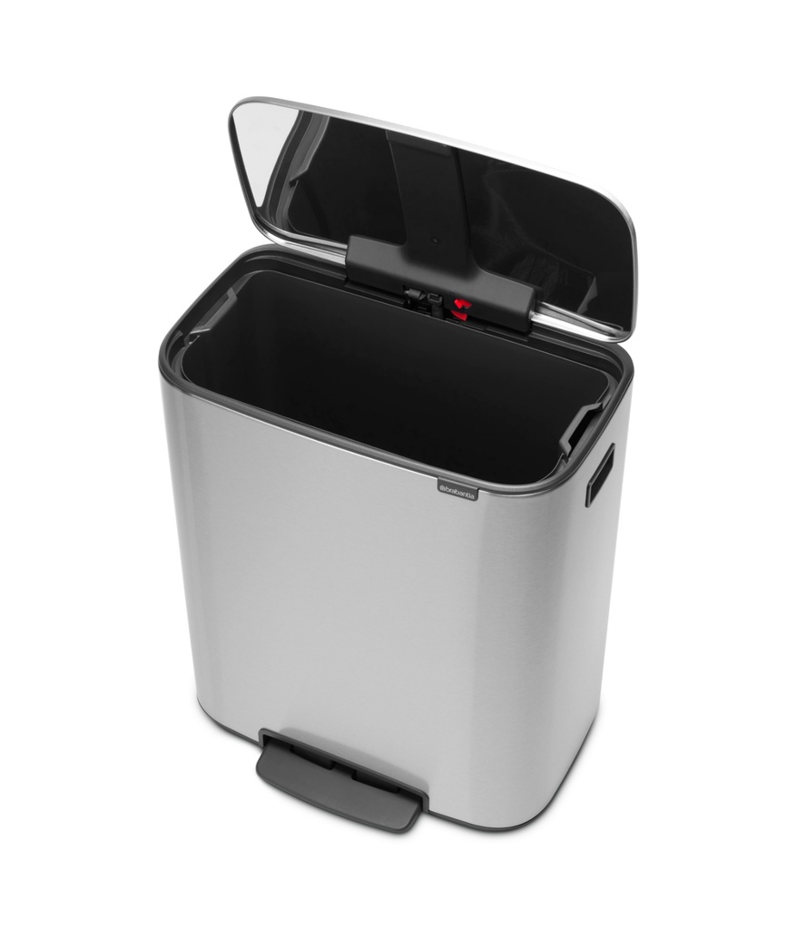 Brabantia Bo Pedal Bin with Inner Bucket 60L Matt Steel Fingerprint Proof