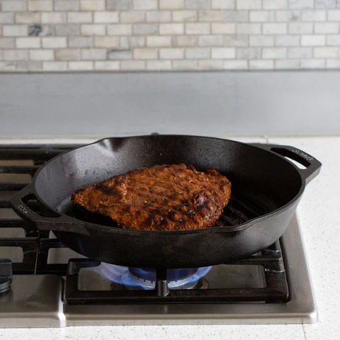 12 In Seasoned Cast Iron Dual Handle Grill Pan\L10GPL