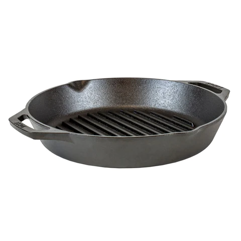 12 In Seasoned Cast Iron Dual Handle Grill Pan\L10GPL