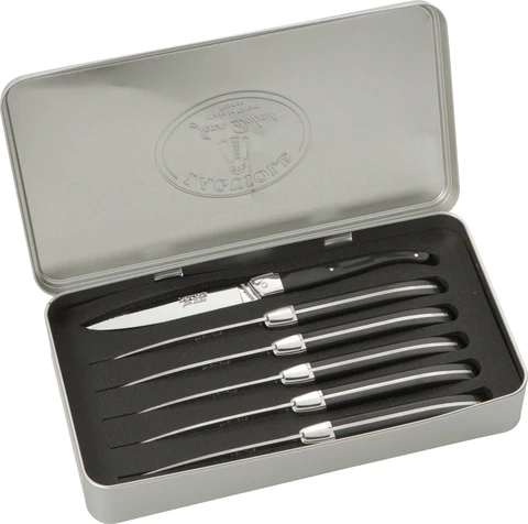 Jean Dubost Steak Knife Set  "Stand-Up" with Metal Box (Black) \ 0305014