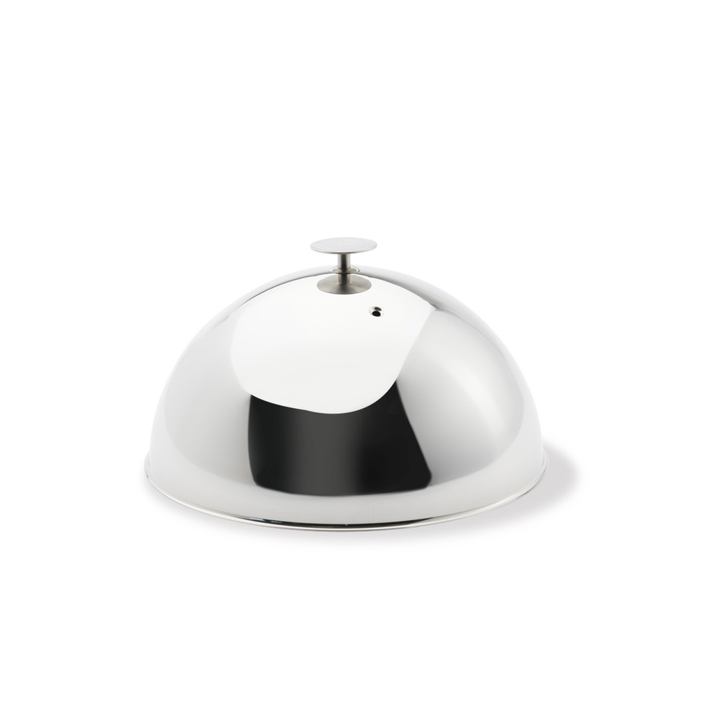 Stainless steel cooking bell, 30 cm diameter, with steam hole.