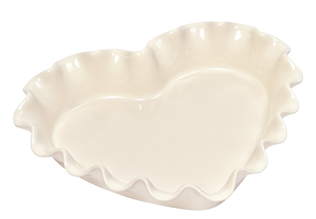 Ruffled Heart Pie Dish (White) \ 026177