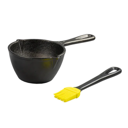 Seasoned Cast Iron Melting Pot and Silicone Brush\LMPB21