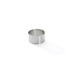 Straight edge perforated tart ring in stainless steel-Ø5.5 H3,5\ 3098.01