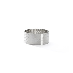 Straight edge perforated tart ring in stainless steel-Ø7.5 H3,5\ 3098.03