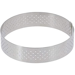 Straight edge perforated tart ring in stainless steel- Ø 10.5 cm HT 2