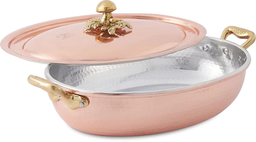 Cu Artigiana - Oval copper pot with lid (27 x 20 cm) \ 4010/27-20 