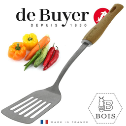 SLOTTED SPATULA ST.STEEL WOODEN BBOIS HANDLE \2701.0623